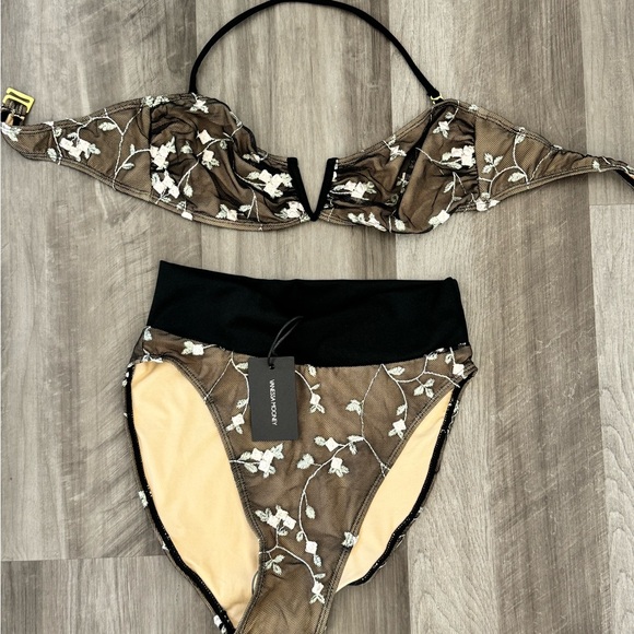 Vanessa Mooney Black and Brown Floral Bikini